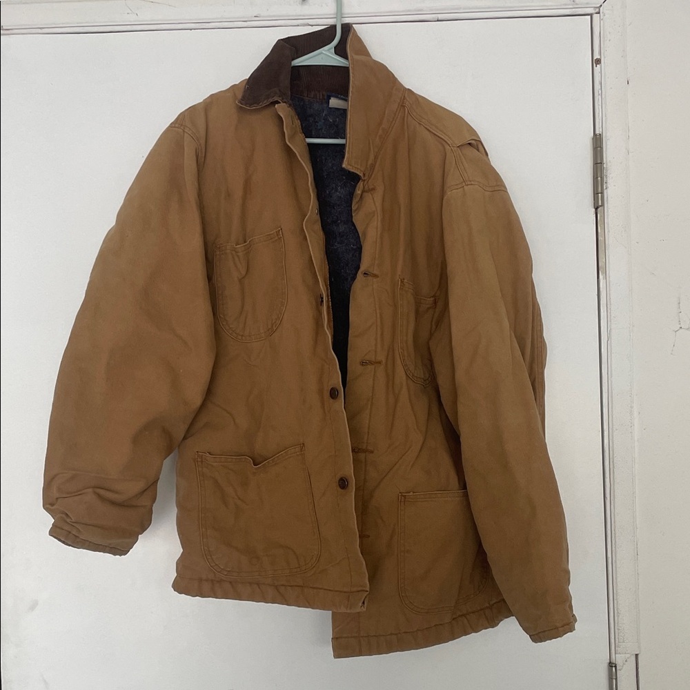 Vintage Dickies Canvas Chore Jacket Coat Mens Large/Tall Brown Blanket Lined